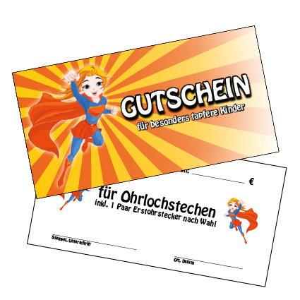 Gutschein für Ohrlochstechen, Inhalt 10 Stück, DE