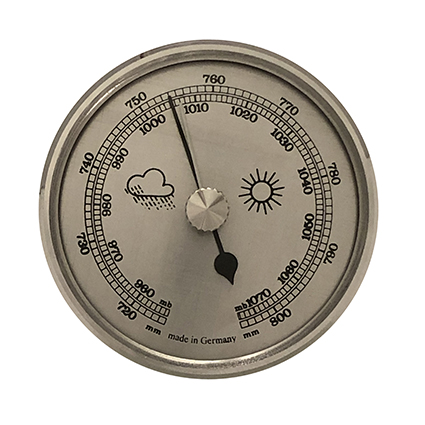 Barometer inbouw weerinstrument Ø 65 mm, zilverkleurig