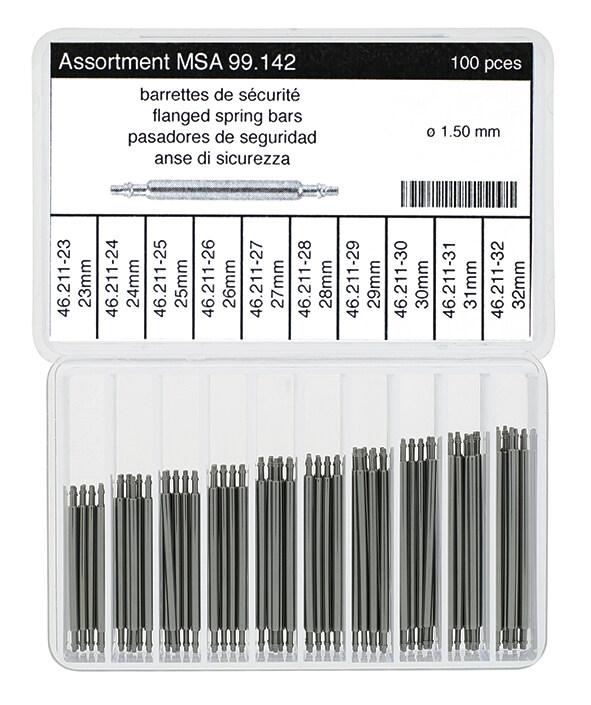 Assortiment push-pins 215E Roestvrij staal wit, Ø 1,5mm 23-32mm, Tappen met kraag