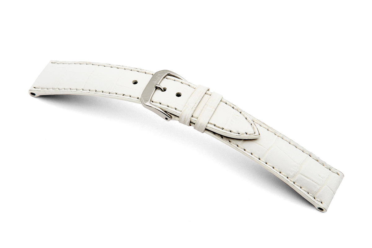 Bracelet cuir Jackson 24mm blanc avec gaufrage alligator