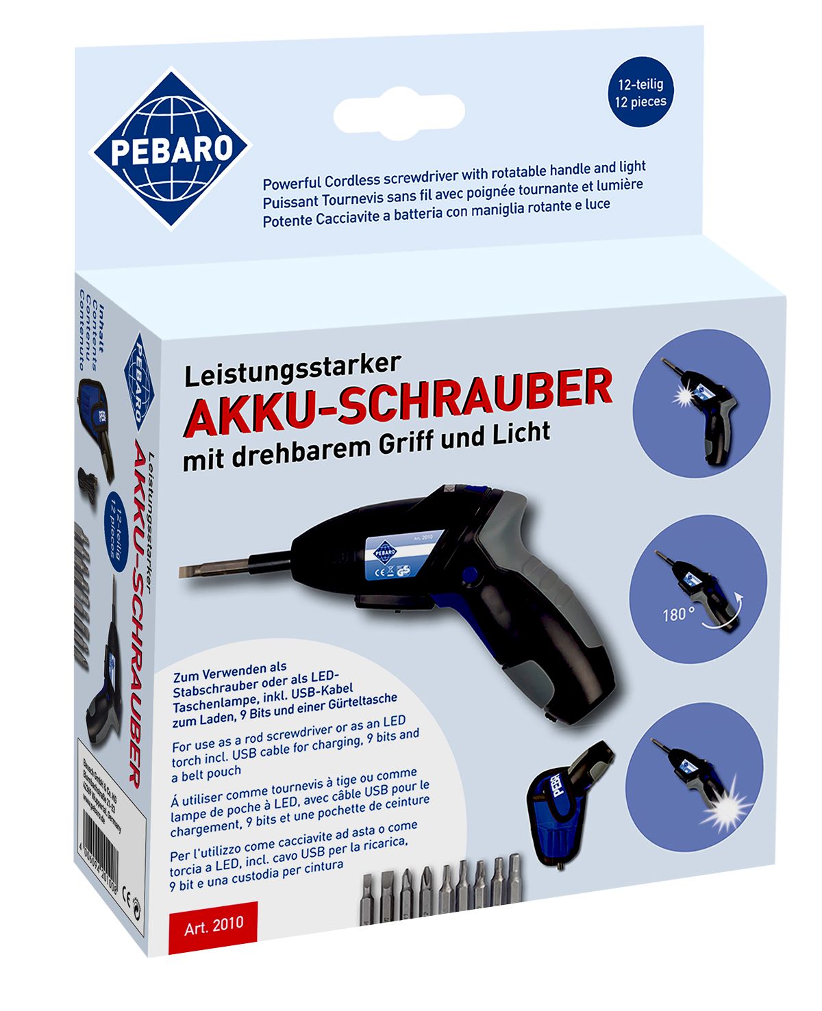 Accu Schroevendraaier met draaibare handgreep en LED-verlichting