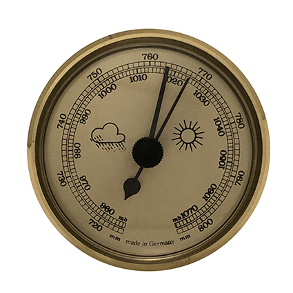 Barometer inbouw weerinstrument Ø 65 mm, goudkleurig