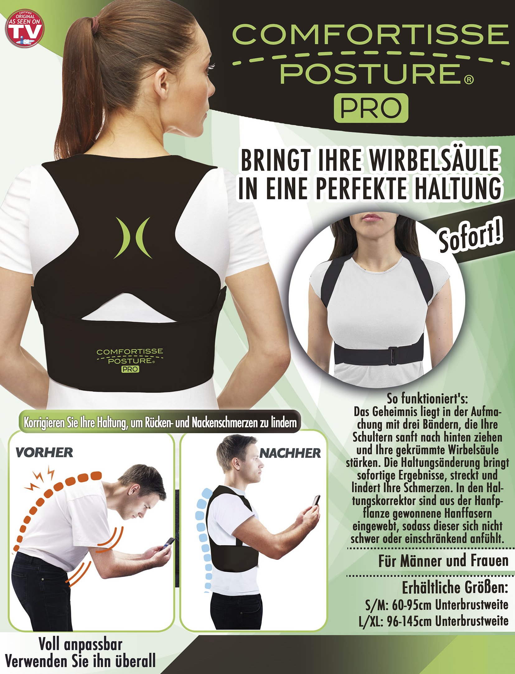 Comfortisse Posture PRO - Brengt je wervelkolom in een perfecte houding (maat S / M)