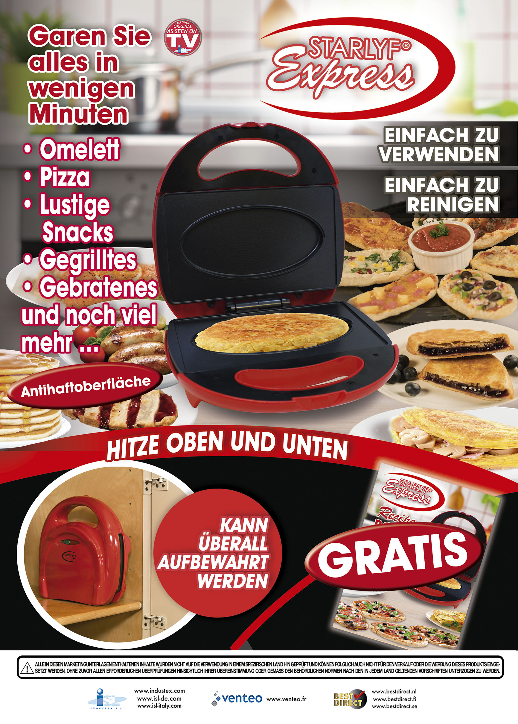 Express Cooker Multigrill voor de keuken - Rood