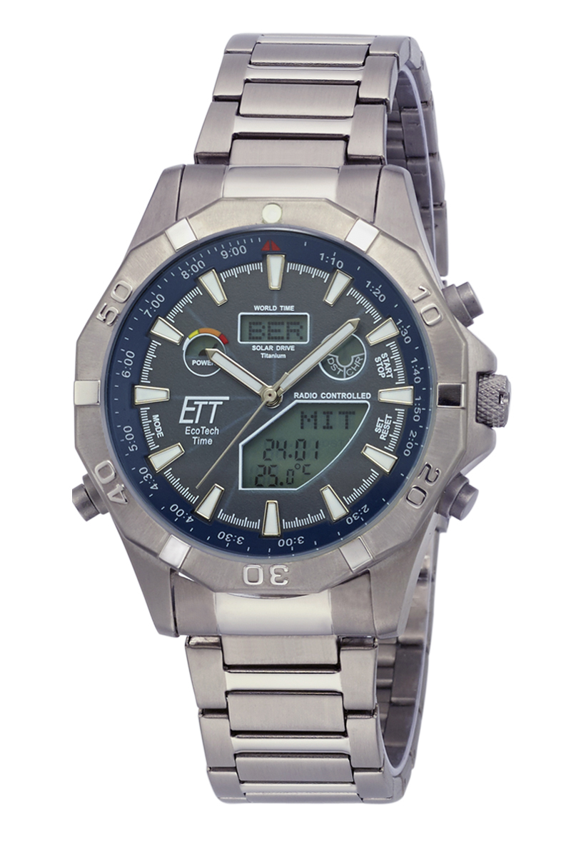 Eco Tech Time Solar Drive Funk Alaska Herrenuhr World Timer - EGT-11355-50M Master