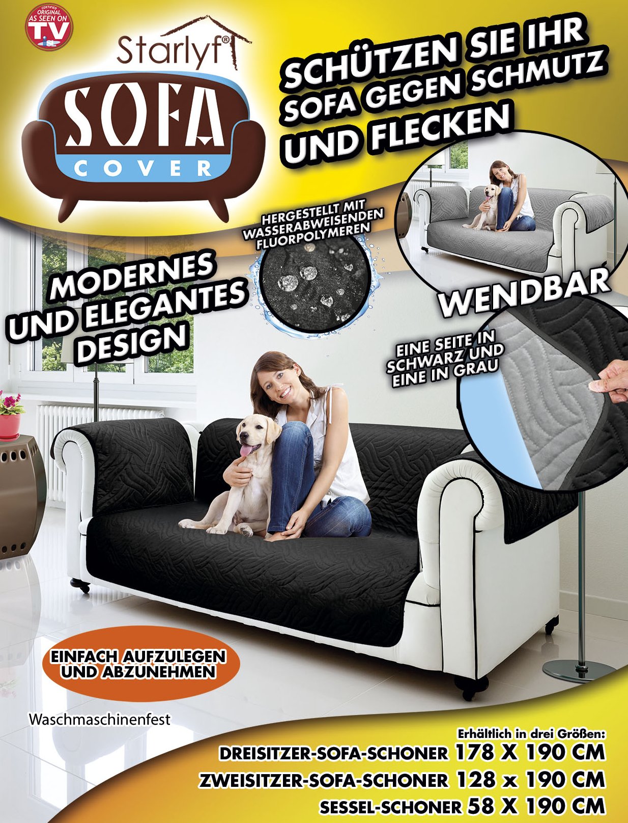 Sofa Cover - Bescherming tegen vuil en vlekken – Zwart, voor 1-zits bank/stoel