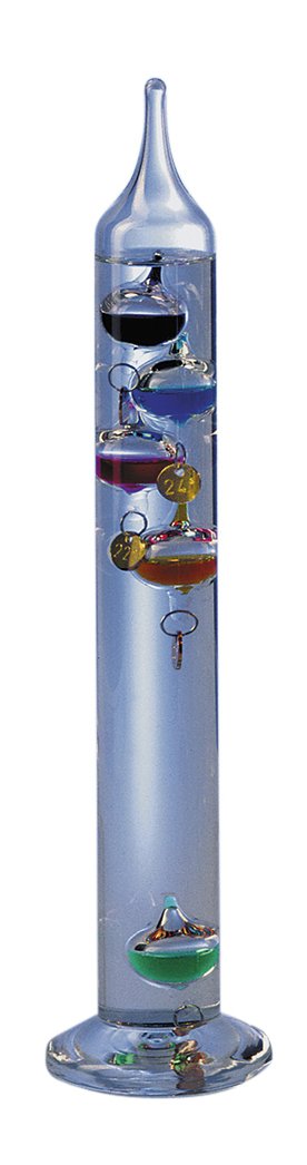 Galileo Thermometer met 5 bollen met vergulden loodjes