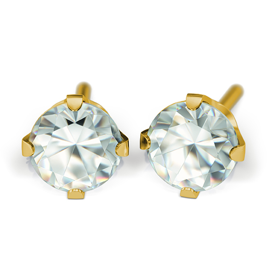 Prikbel Systeem 75, Goud 585/- GG met Cubic Zirkonia wit 5 mm Studex