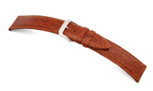 Bracelet-montre en cuir Bahia 16mm cognac avec marque de crocodile