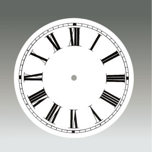 Number face Alu white varnished with roman numbers black for home and house clocks Ø: 119mm