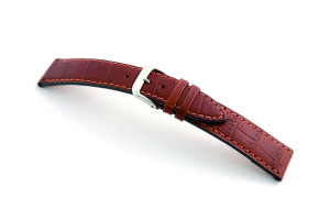 Bracelet cuir Tampa 24mm acajou avec gaufrage alligator