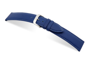 SELVA bracelet en cuir facile à changer 16mm bleu royal avec couture - MADE IN GERMANY
