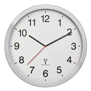 XL Size Radio Controlled Wall Clock with Metal Frame and White Face