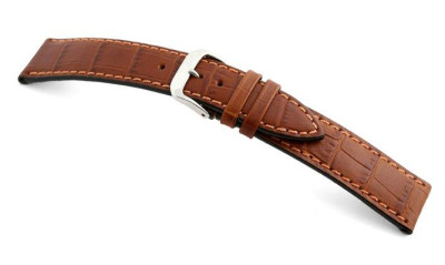 Lederband Tampa 18mm cognac met Alligatorprint