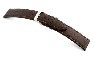 Leather strap Tampa 22mm mocha with alligator imprint