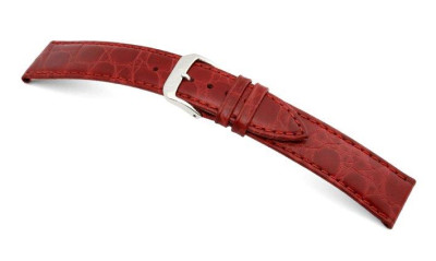 Bracelet-montre en cuir Bahia 20mm bordeaux avec marque de crocodile