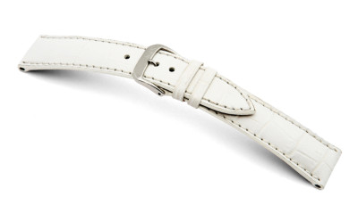Bracelet-montre en cuir Jackson 18mm blanc avec marque d'alligator