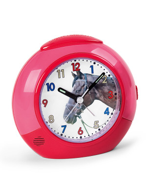 Atlanta 1984/1 Quartz alarm clock, horse, red