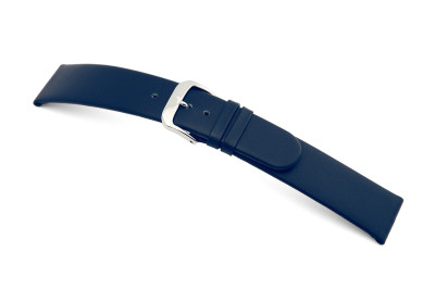 Bracelet-montre en cuir Merano 19mm bleu océan lisse