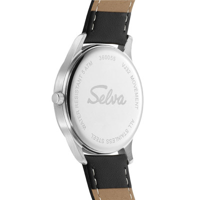 SELVA quartz wristwatch with leather strap black dial Ø 39mm